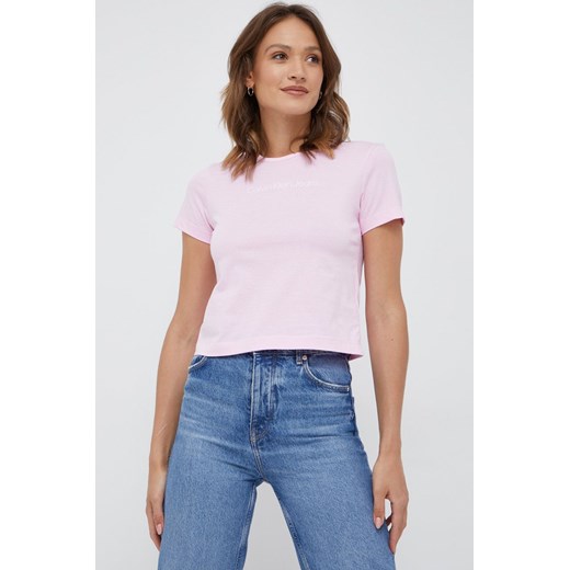 Calvin Klein Jeans t-shirt bawełniany kolor różowy XS ANSWEAR.com