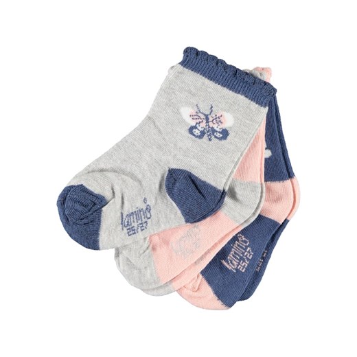 Skarpetki (3 pary) w kolorze szaro-niebiesko-jasnoróżowym Lamino 28-30 wyprzedaż Limango Polska