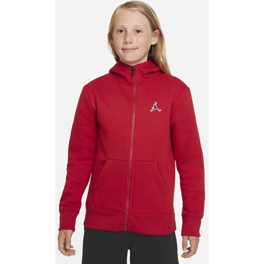 Rozpinana bluza z kapturem dla dużych dzieci (chłopców) Jordan - Czerwony Jordan S Nike poland