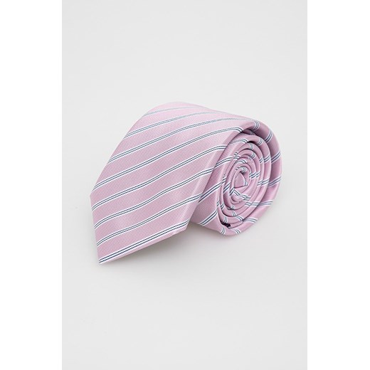 BOSS krawat z domieszką jedwabiu kolor różowy ONE ANSWEAR.com