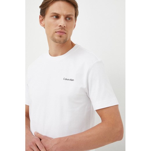 Calvin Klein t-shirt bawełniany kolor biały gładki ze sklepu ANSWEAR.com w kategorii T-shirty męskie - zdjęcie 140811430