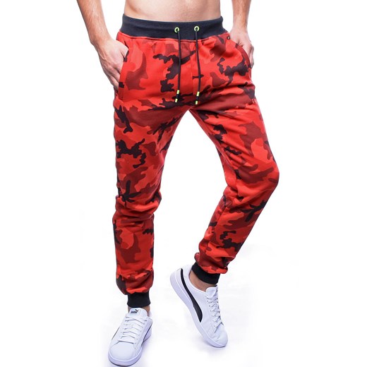Spodnie męskie dresowe czerwone moro Recea ze sklepu Recea.pl w kategorii Spodnie męskie - zdjęcie 140822161