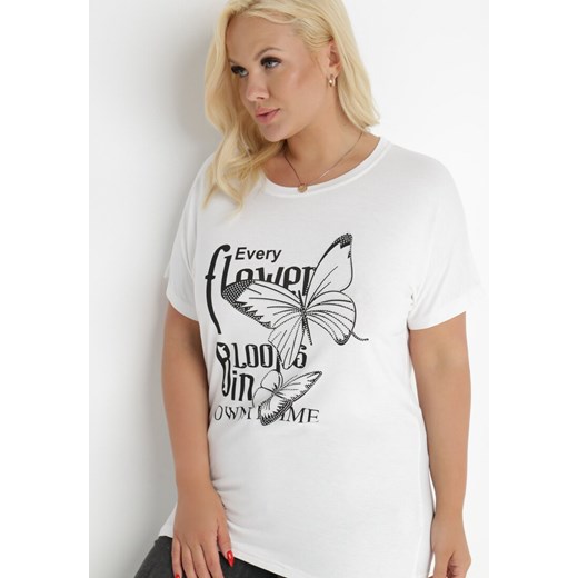 Biały T-shirt Semeda ze sklepu Born2be Odzież w kategorii Bluzki damskie - zdjęcie 140894302