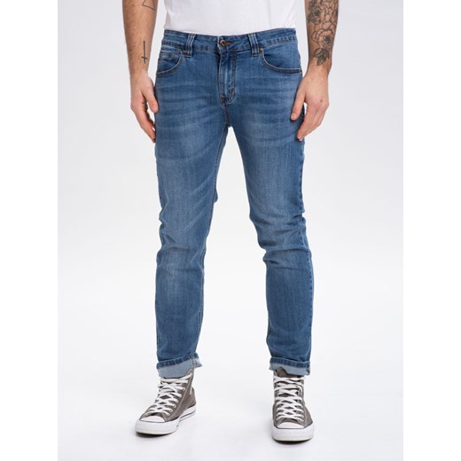 Męskie niebieskie spodnie jeansowe dopasowany krój D‑DEXTER 16 W38 L32 Volcano.pl