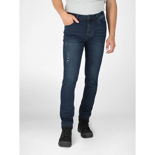 Granatowe spodnie jeansowe męskie dopasowany krój D-DEXTER 22 W35 L34 Volcano.pl