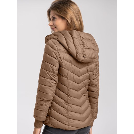 Beżowa kurtka przejściowa damska z kapturem J-LULU S Volcano.pl