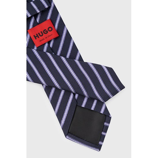 HUGO krawat jedwabny kolor fioletowy ONE ANSWEAR.com
