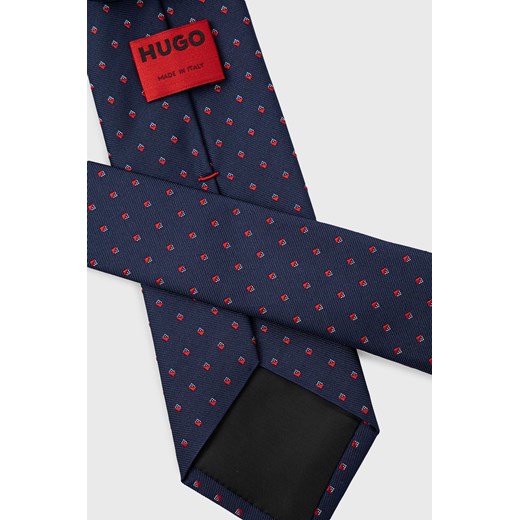 HUGO krawat jedwabny kolor granatowy ONE ANSWEAR.com