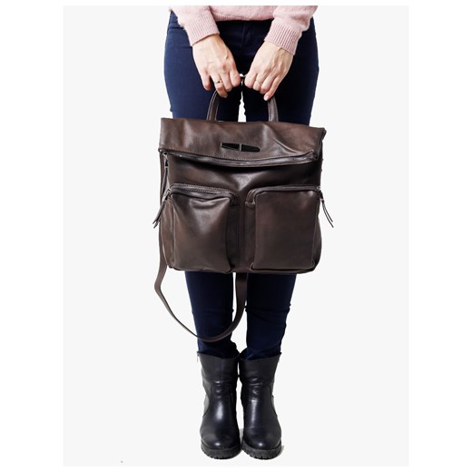Pocket brown, duża torba na ramię vintageshop-pl czarny damskie