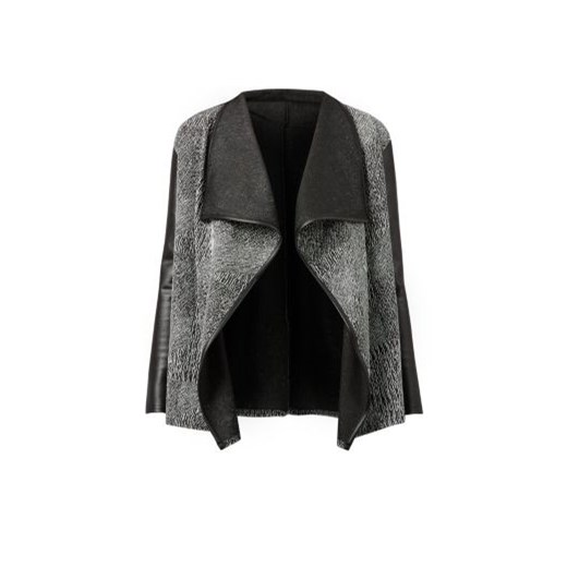 Cameo Rose Grey Contrast Jacquard Waterfall Jacket newlook czarny kurtki