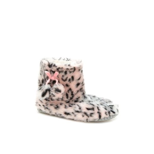 Pink Fluffy Leopard Print Slipper Boots  newlook bezowy motywy zwierzęce