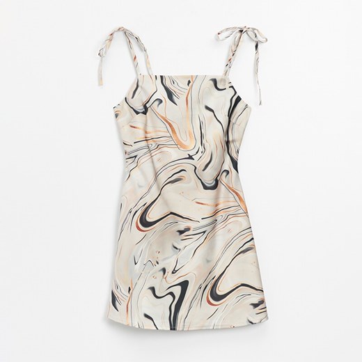 Sukienka na wiązanych ramiączkach w abstrakcyjny wzór - Wielobarwny ze sklepu House w kategorii Sukienki - zdjęcie 141024762
