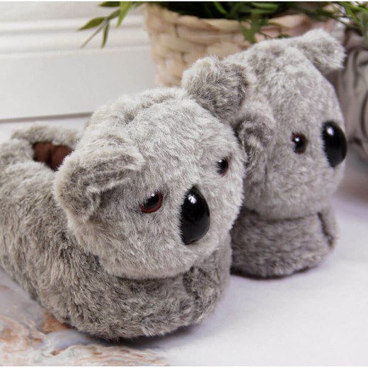 Marka niezdefiniowana Bambosze kapcie dziecięce domowe zwierzaki koala szare 32 promocja ButyModne.pl