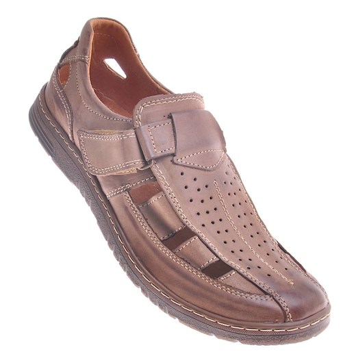Brązowe sandały męskie ze skóry naturalnej /H1 12036 R110/ Pantofelek24 43 Pantofelek24.pl Jacek Włodarczyk