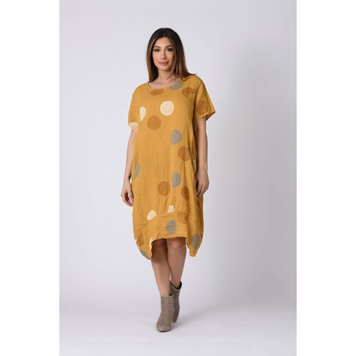 Lniana sukienka "Lea" w kolorze żółtym Plus Size Company 48/50 Limango Polska okazja