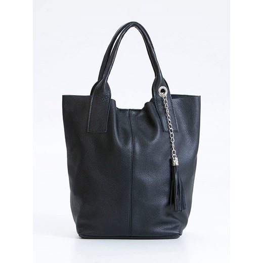 Skórzany shopper bag w kolorze czarnym - 28 x 17 x 35 cm Lia Biassoni onesize promocyjna cena Limango Polska