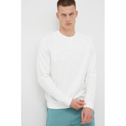 Guess bluza ALDWIN męska kolor biały z aplikacją Z2YQ27 KAIJ1 ze sklepu ANSWEAR.com w kategorii Bluzy męskie - zdjęcie 141100502