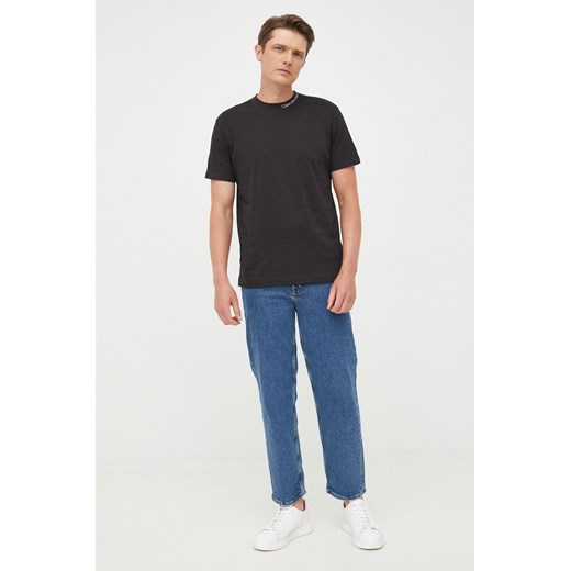 Calvin Klein Jeans t-shirt bawełniany kolor czarny z aplikacją XXL ANSWEAR.com