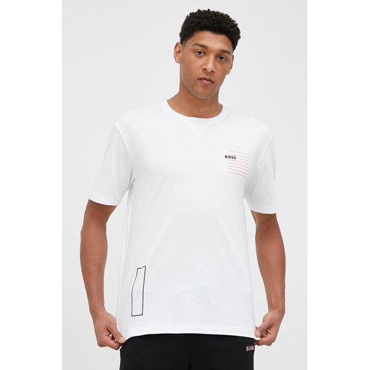 BOSS t-shirt bawełniany BOSS ATHLEISURE kolor biały z nadrukiem XXL ANSWEAR.com