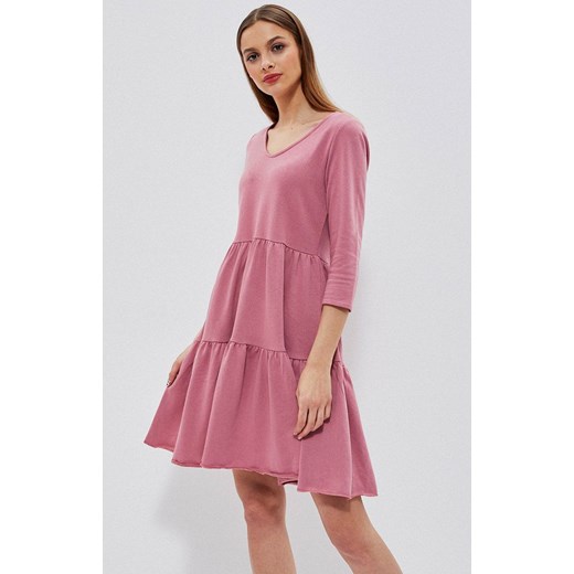 3708 Sukienka z falbaną, Kolor różowy, Rozmiar XL, Moodo ze sklepu Primodo w kategorii Sukienki - zdjęcie 141111792