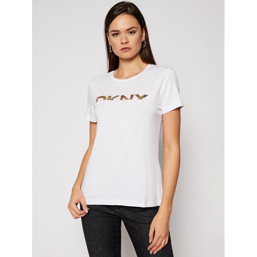 DKNY T-Shirt P0JWSDNA Biały Regular Fit XL wyprzedaż MODIVO