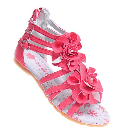 Różowe sandały dziewczęce z kwiatami /B4-2 11954 T196/ ze sklepu Pantofelek24.pl w kategorii Sandały dziecięce - zdjęcie 141121110