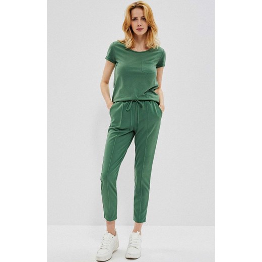 3700 Gładkie spodnie z wiązaniem, Kolor zielony, Rozmiar XS, Moodo L Primodo