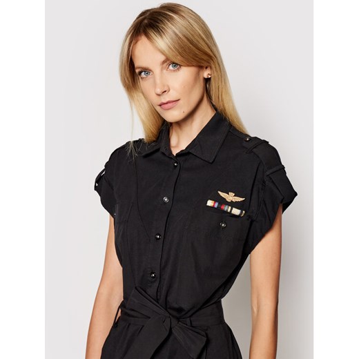 Aeronautica Militare Sukienka koszulowa 211VF623DJ359 Czarny Regular Fit Aeronautica Militare XS wyprzedaż MODIVO