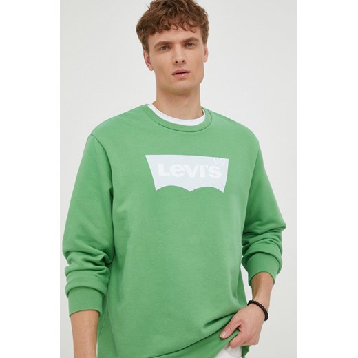Levi&apos;s bluza bawełniana męska kolor zielony z nadrukiem ze sklepu ANSWEAR.com w kategorii Bluzy męskie - zdjęcie 141152580