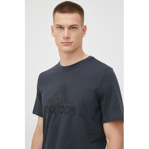 adidas Performance t-shirt bawełniany kolor szary z nadrukiem M ANSWEAR.com