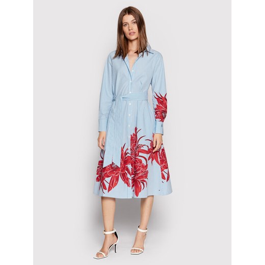 Tommy Hilfiger Sukienka koszulowa Floral WW0WW34125 Niebieski Regular Fit Tommy Hilfiger 34 promocyjna cena MODIVO