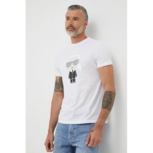 Karl Lagerfeld t-shirt bawełniany 500251.755071 kolor biały z nadrukiem ze sklepu ANSWEAR.com w kategorii T-shirty męskie - zdjęcie 141243484