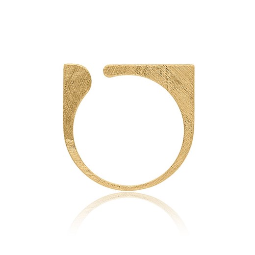 Srebrny pozłacany minimalistyczny szczotkowany otwarty pierścionek Irbis.style 14 irbis.style