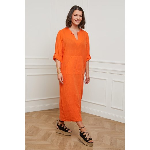 Lniana sukienka w kolorze pomarańczowym Curvy Lady 48/50 wyprzedaż Limango Polska