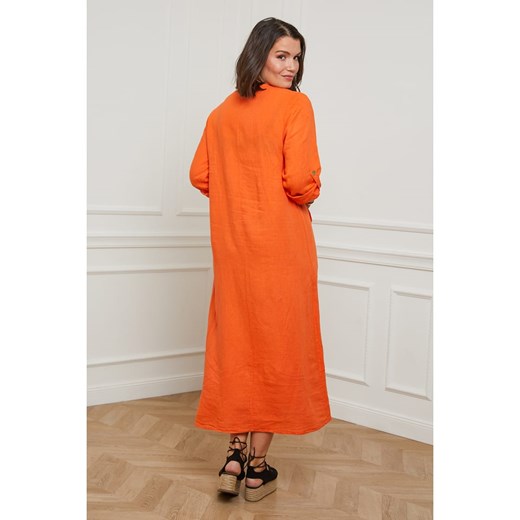 Lniana sukienka w kolorze pomarańczowym Curvy Lady 44/46 okazyjna cena Limango Polska