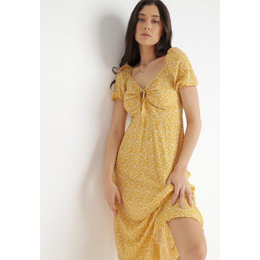 Żółta Sukienka z Wiskozy Farthellor M Born2be Odzież