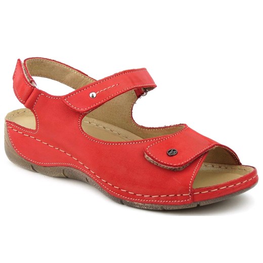 Miękkie, wygodne sandały damskie ze skóry - Helios Komfort 266, czerwone Helios Komfort 39 ulubioneobuwie