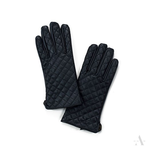 Pikowane czarne rękawiczki damskie w stylu GLAMOUR Chrl S (7) Evangarda.pl