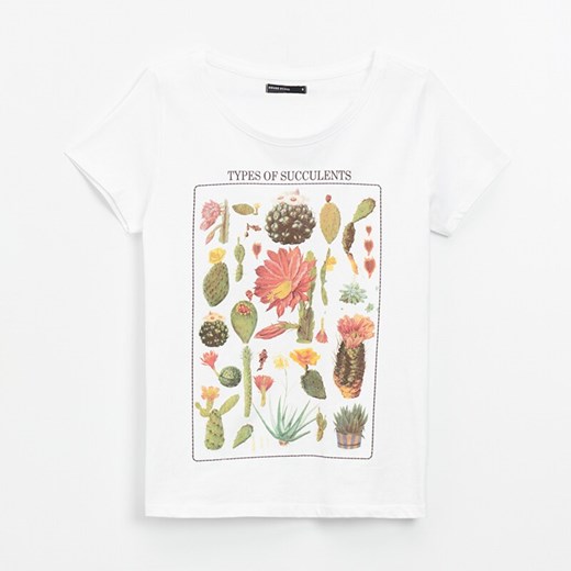 Koszulka z nadrukiem Types Of Succulents - Biały House XS okazja House