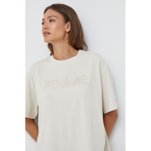 Selected Femme t-shirt bawełniany kolor beżowy Selected Femme XS ANSWEAR.com