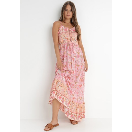 Różowa Sukienka z Wiskozy Anastosyne ze sklepu Born2be Odzież w kategorii Sukienki - zdjęcie 141340180
