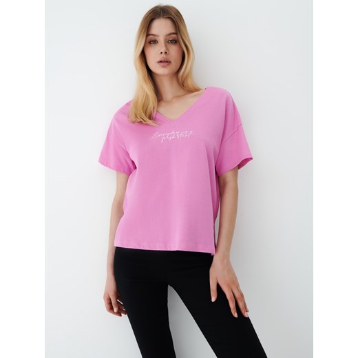 Mohito - Różowa koszulka oversize - Różowy Mohito XL wyprzedaż Mohito