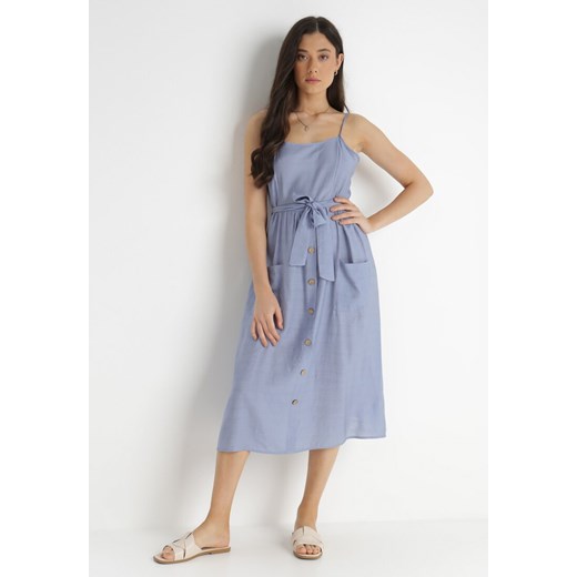 Niebieska Sukienka Sharthe ze sklepu Born2be Odzież w kategorii Sukienki - zdjęcie 141372234
