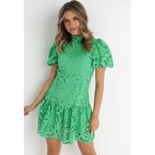 Zielona Sukienka Cilleis ze sklepu Born2be Odzież w kategorii Sukienki - zdjęcie 141372381