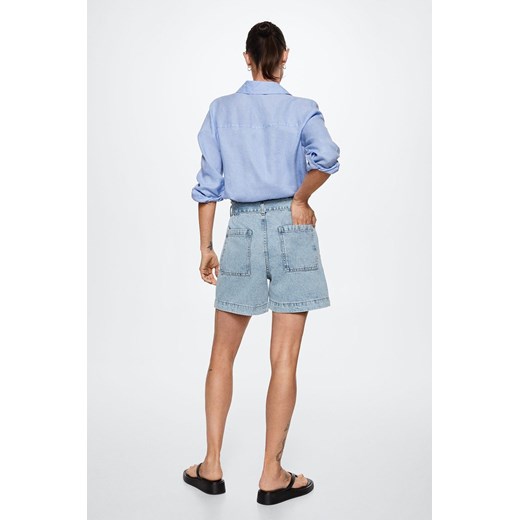 Mango szorty jeansowe Ares damskie kolor fioletowy gładkie high waist Mango M ANSWEAR.com
