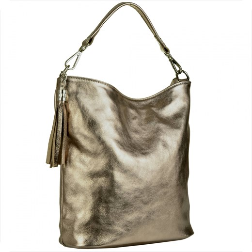 Lekka skórzana torebka shopper bag stare złoto l ze sklepu melon.pl w kategorii Torby Shopper bag - zdjęcie 141408262