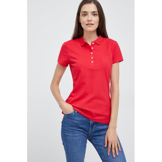 Tommy Hilfiger polo damski kolor czerwony z kołnierzykiem Tommy Hilfiger S ANSWEAR.com