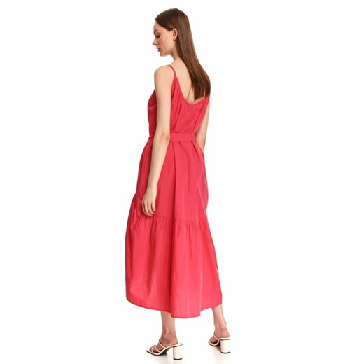 Sukienka midi na cienkich ramiączkach z wiązaniem w pasie Drywash 36 promocyjna cena Top Secret