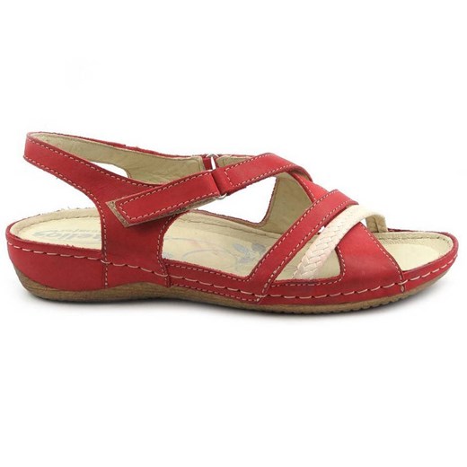 Lekkie sandały damskie z miękkiej skóry - HELIOS Komfort 252, czerwone Helios Komfort 41 okazja ulubioneobuwie