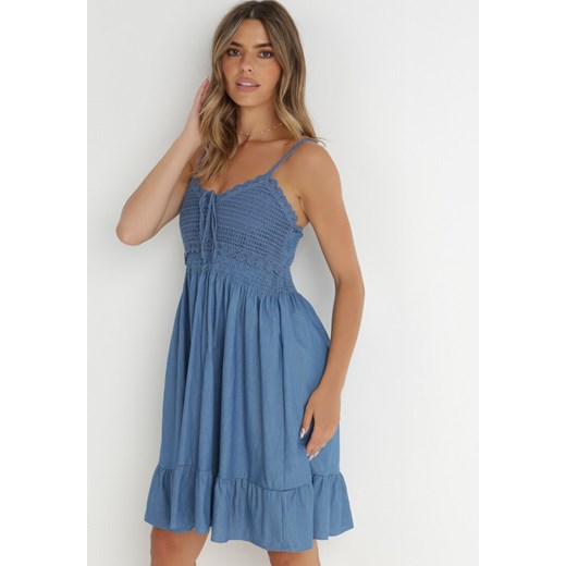Ciemnoniebieska Sukienka Adessa ze sklepu Born2be Odzież w kategorii Sukienki - zdjęcie 141550903